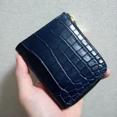 クロコダイル ポロサス ワイン L字ファスナー ハンドメイド 手縫い 