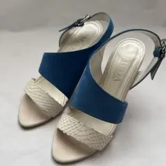 MÉDA メダ サンダル 23cm ブルー×パイソン型押し 箱付き 23cm