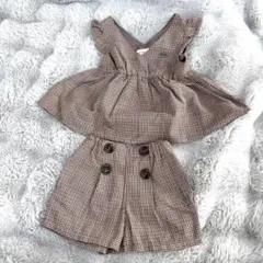 BRANSHES フリル付きチェック柄　セットアップ