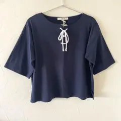 新品●DRAW on the day マリン半袖トップス　Tシャツ　ネイビー　Mのサムネイル