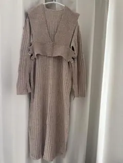 KBF+ ベストレイヤードニットワンピース