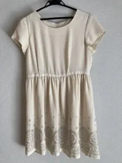 美品　結婚式　二次会　セレモニー　ワンピース　刺繍　上品　Lサイズ