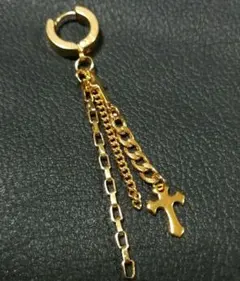 チェーンクロスフープピアスO　十字架　チェーンピアス　アメカジ　パンク　KPOP