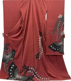 正絹 振袖 金駒 紋意匠 黒地 銀通し 未仕立て品 仮絵羽 1199 - メルカリ