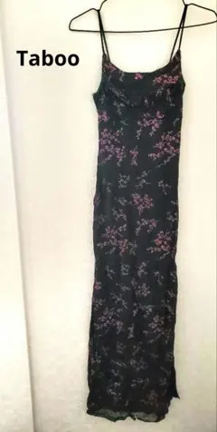 Taboo 花柄キャミロングワンピース スリット入り ブラック ワンサイズ