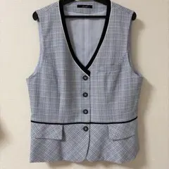 未使用品　ボンマックス ベスト 事務服 制服 受付 ブルー 15号　ツイードのサムネイル