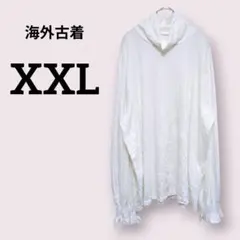 長袖シャツ【XXL】トップス ホワイト ハイネック ゆったり