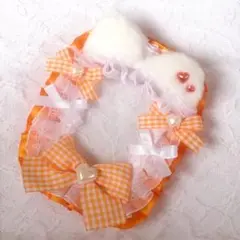 オレンジ ネコ耳 トレカケース レースデコ