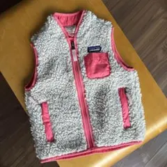 patagonia ベビーベスト 2T ピンク/ホワイト