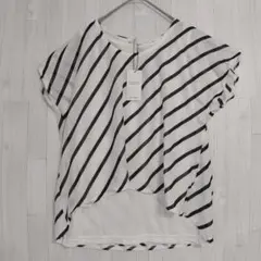 【新品】CECIL McBEE ストライプ 半袖カットソー ホワイト