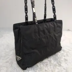 美品 PRADA プラダ 三角ロゴ プラスチックチェーン トートバッグ ナイロン