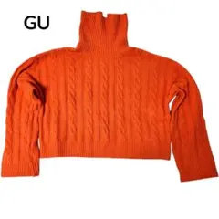 【良品】GUジーユーハイネックセーターXL オレンジ厚手ニット