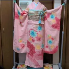 振り袖n、長襦袢、袋帯、小物セット振袖 総絞り ピンク 花柄 成人式 結婚式のサムネイル