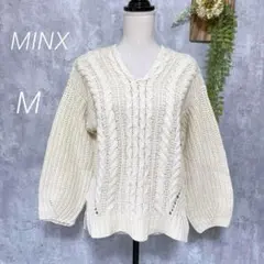 【ミンクス】ニット Ｖネック Aライン オフホワイト アクリル 春秋向き M