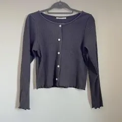 RETRO GIRL グレー リブ編み カーディガン