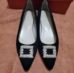 ビジューパンプス　黒