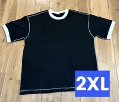 メンズ　Tシャツ　2XL ブラック　半袖　丸首　綿100% シンプル