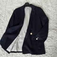 美品　ナノユニバース　ブレザー　金ボタン　紺ブレ　ネイビー　リネン混