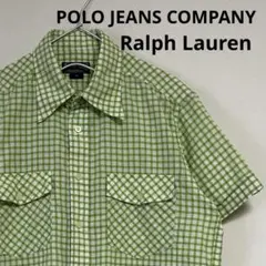 古着 90s POLO Ralph Lauren 半袖シャツ ギンガムチェック緑
