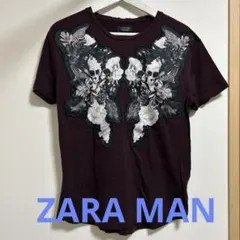 ZARA MAN スカル×花　Tシャツ