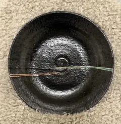 美品　美濃焼　不動窯　金継ぎ風 皿 黒釉 陶器 和食器　大迫力大皿36cm
