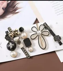 フラワーとパールのヘアクリップセット 5個
