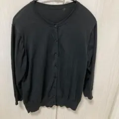 【無印良品】ＵＶカット強撚クルーネックカーディガン（七分袖）ＸＬダークグレー