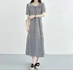 夏にぴったり♪韓国半袖チェック柄ひざ丈ワンピースで女子会コーデ！