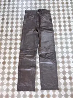 MEN'S BIGI 牛革 レザーパンツ ブラウン Sサイズのサムネイル