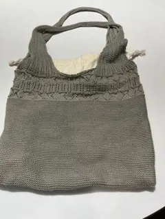 ニットトートバッグ グレージュ