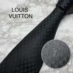 美品 LV ルイ・ヴィトン ネクタイ 紺 モノグラム シルクジャガード