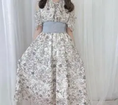 evelyn 花柄リブOP ワンピース