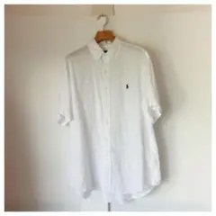 ☆美品 ラルフローレン 半袖 シャツ L ボタンダウン リネン100％