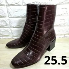 【ZARA ☆クロコ型押し】アンクルブーツ/ブラウン/25.0~25.5