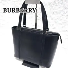 BURBERRY レザー ハンドバッグ 黒 ノバチェック 底鋲 ファスナーのサムネイル
