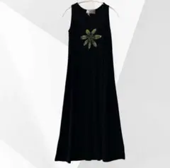 明日の朝まで価格❤️スタジオジー ワンピース 花柄 【M ~ L】黒 アセテートのサムネイル