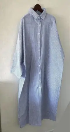 ◯ストライプ柄シャツワンピース◯ オーバーサイズ　Mサイズ ブルー×白