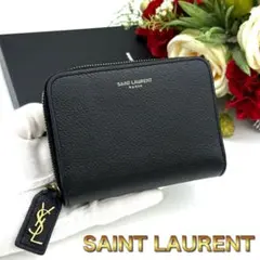 サンローラン YSL ラウンドファスナー レザー ブラック 長財布 S62 
