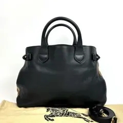 極美品 バーバリー サフィアーノ オールレザー ハンドバッグ 黒 極美品 バーバリー サフィアーノ オールレザー ハンドバッグ 黒