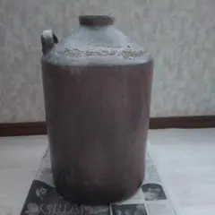4F 時代物 酒瓶 醤油壺 油壷 古道具 陶器壺 花器 花生け アンティーク