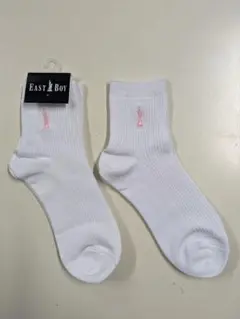 新品　EAST BOY ホワイトソックス ピンク刺繍　23-25cm　２足セット