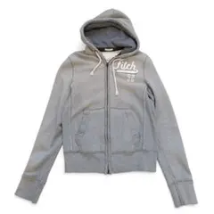 アバクロ A&Fクラッシュ加工 厚手裏起毛 パーカーメンズ М（L相当）グレー