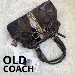 COACH コーチ ミニボストン 革 レザー パイソン 茶 ブラウン ジャッキー COACH コーチ ミニボストン 革 レザー パイソン 茶 ブラウン