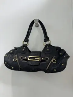 レザーショルダーバッグ 黒 中型