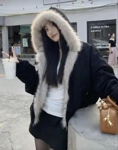 SHEIN ファー付きダウンジャケット