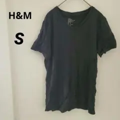 H&M オーガニックコットンブレンド Tシャツ【S】ブラック シンプル