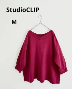 StudioCLIP 七分袖カットソー　Ｖネック　ピンク コットン