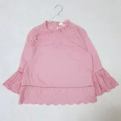 【美品】GAP ギャップ アイレット刺繍 ベルスリーブ ブラウス ピンク Mのサムネイル