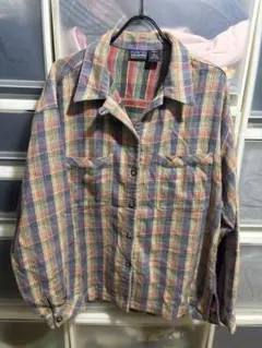 90s patagonia パタゴニア　開襟ネルシャツ　women's Mのサムネイル