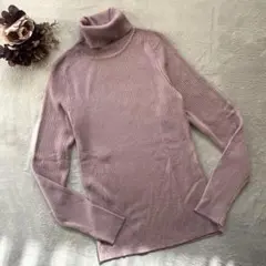 GU【S】くすみピンク タイトシルエット レイヤード／リブタートルネックセーター